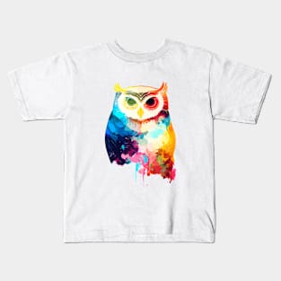 Owl Bird Wild Nature Animal Colors Paint Kids T-Shirt